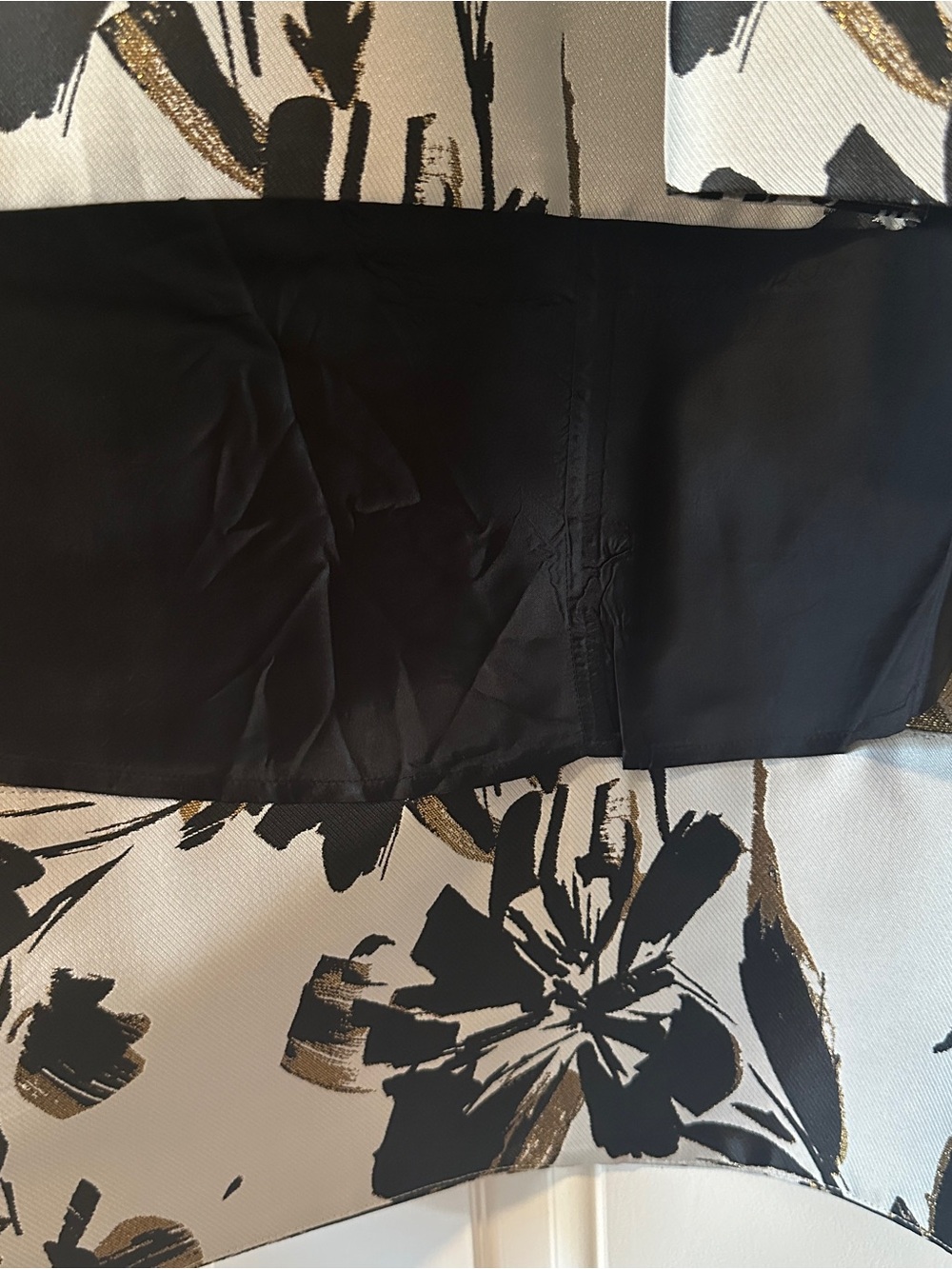 Eliza J White High-Low Floral Skirt with Black & Gold Accents - Picture 3 of 4